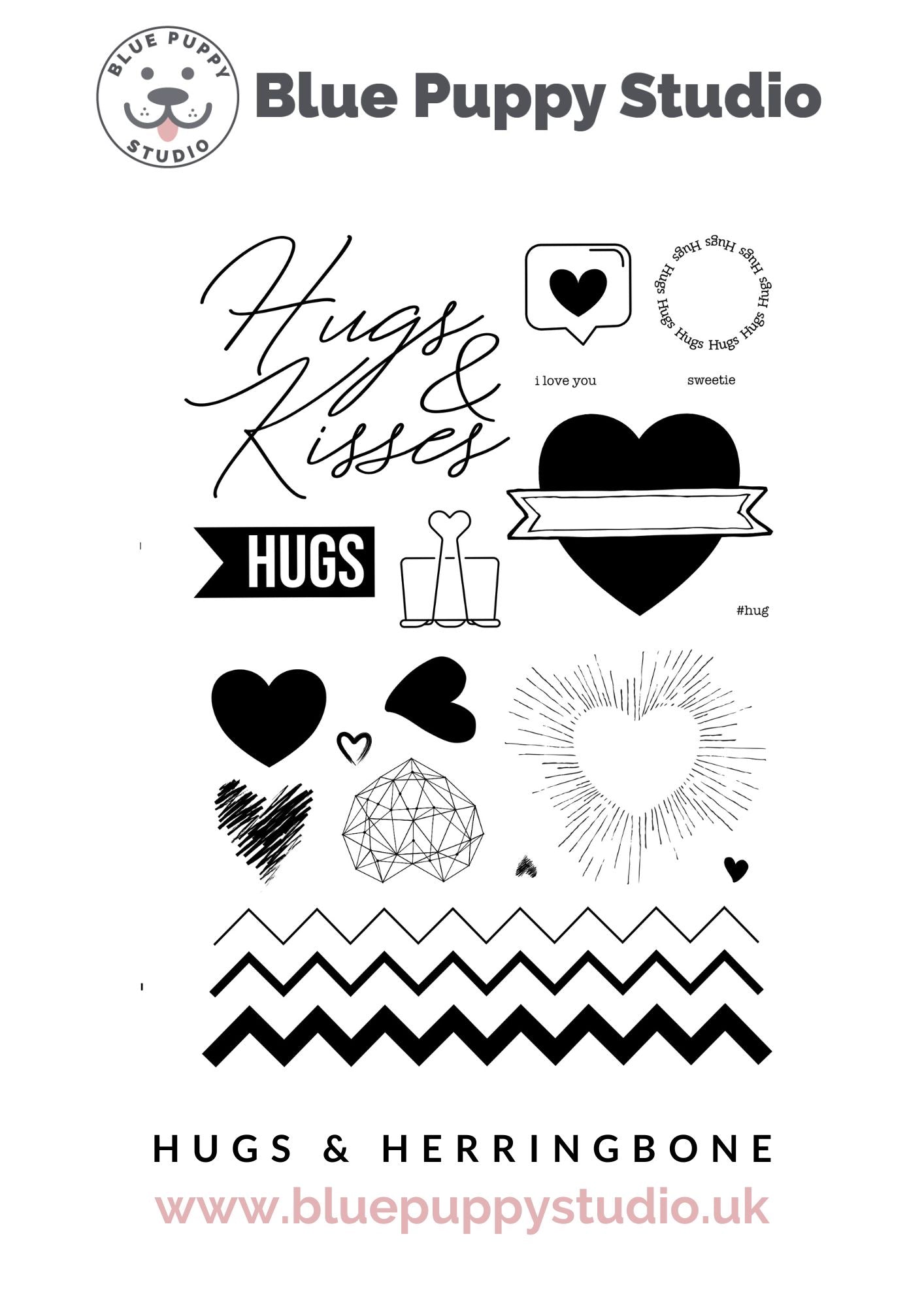 Hugs & Herringbone A5 Stamp Set