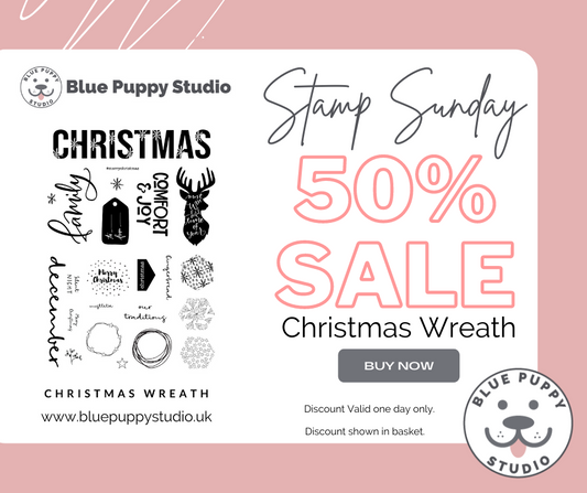 Stamp Sunday – Christmas Wreath Stamp Set 50% off at Blue Puppy Studio