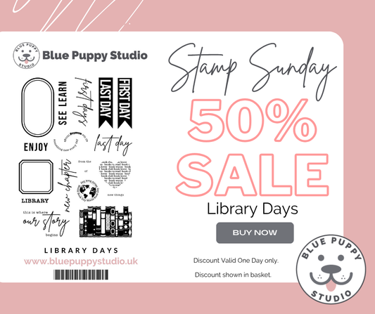 Stamp Sunday 50% Sale - Library Days A5 Stamp Set by Blue Puppy Studio