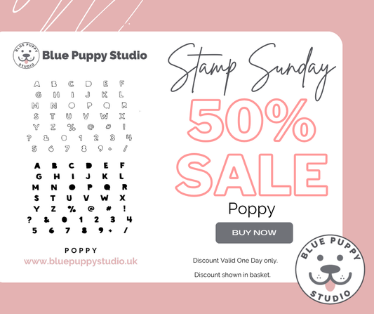 Stamp Sunday 50% Sale - Poppy A5 Stamp Set by Blue Puppy Studio