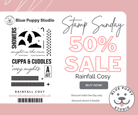 Stamp Sunday – Rainfall Cosy A5 Stamp Set 50% off at Blue Puppy Studio